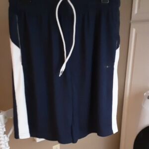 Reebok Men's Dark Blue and White Athletic Shorts